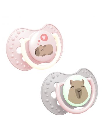 LOVI Smoczek silikonowy dynamiczny 0-6m CapiChill 2szt girl