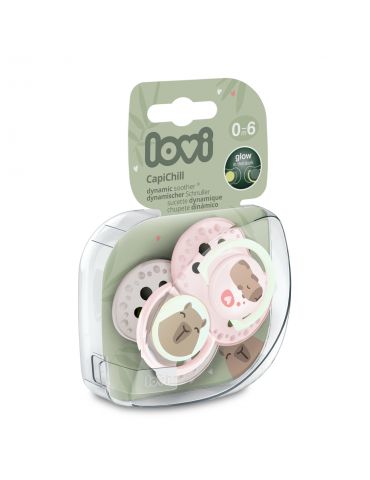 LOVI Smoczek silikonowy dynamiczny 0-6m CapiChill 2szt girl