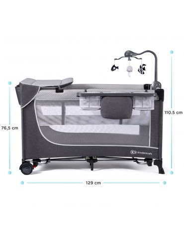 Kinderkraft Łóżeczko turystyczne z akcesoriami Leody szare Kinderkraft Łóżeczko turystyczne z akcesoriami Leody szare