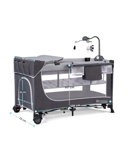 Kinderkraft Łóżeczko turystyczne z akcesoriami Leody szare