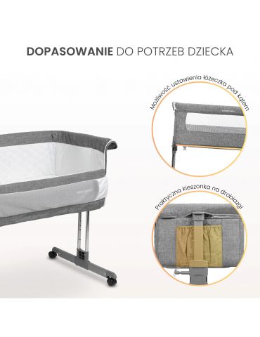 Caretero Łóżeczko dostawne Sleep2gether grey