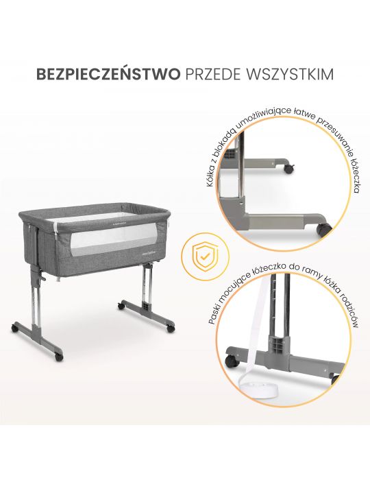 Caretero Łóżeczko dostawne Sleep2gether grey