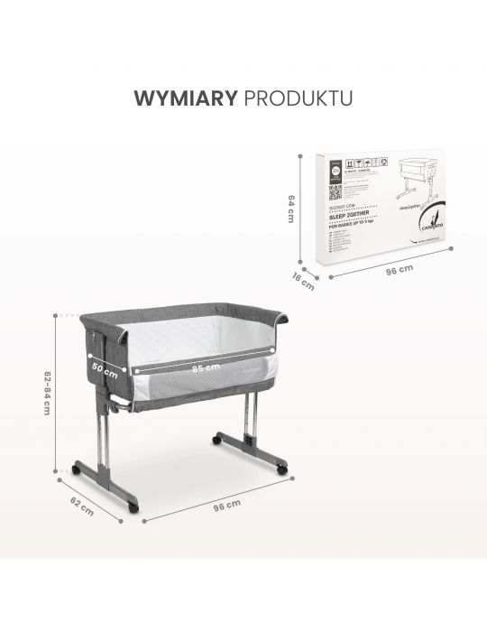 Caretero Łóżeczko dostawne Sleep2gether grey
