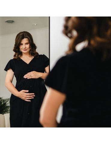 Eevi Koszula Ciążowa i do karmienia rozpinana Linda czarna M