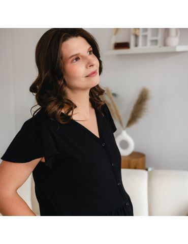 Eevi Koszula Ciążowa i do karmienia rozpinana Linda czarna S