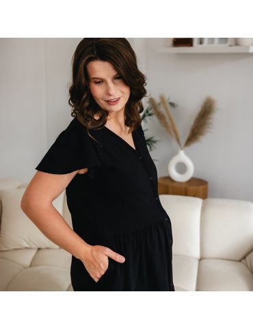 Eevi Koszula Ciążowa i do karmienia rozpinana Linda czarna XL