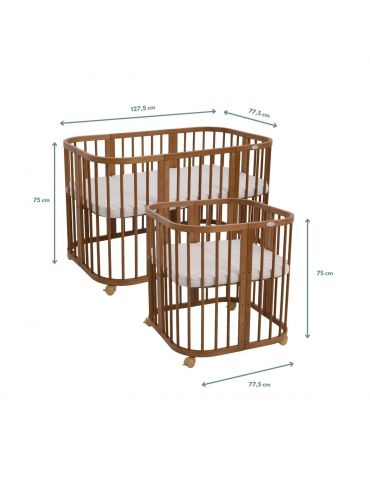 Waldin Łóżeczko drewniane 7w1 z materacem Vintage