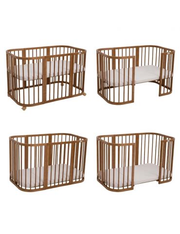 Waldin Łóżeczko drewniane 7w1 z materacem Vintage