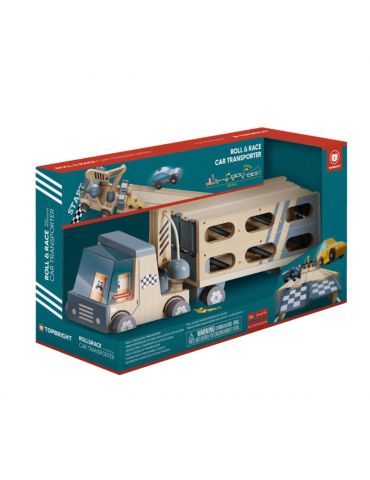 TopBright Zabawka 2w1 Transporter samochodów i tor wyścigowy