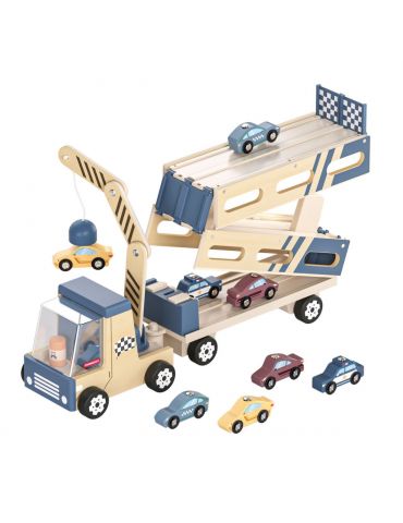 TopBright Zabawka 2w1 Transporter samochodów i tor wyścigowy