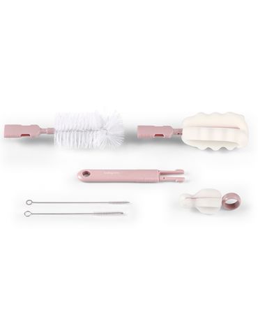 Babyono Szczotki do butelek i smoczków z wymienną rączką różowe