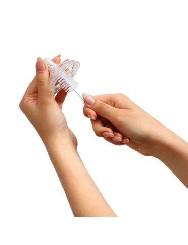 Babyono Szczotka do butelek i smoczków z gąbką i mini szczoteczką różowa