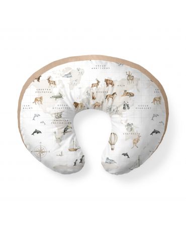 Lulumi Poduszka do karmienia bawełniana Around The World beżowa