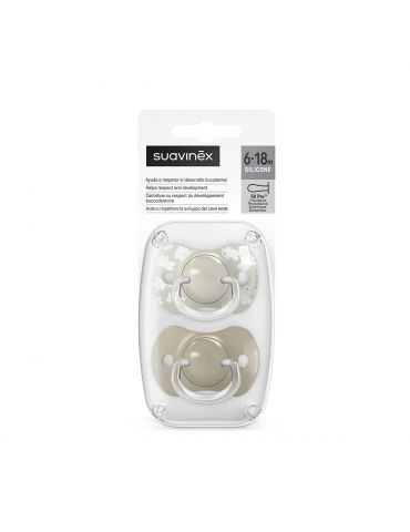 Suavinex smoczek fizjologiczny silikonowy Sx Pro Wild&Free 6-18m 2 szt. beżowy