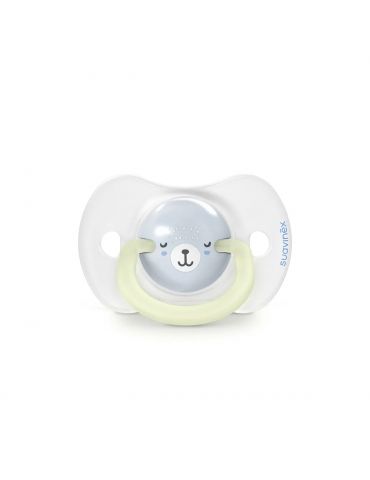 Suavinex smoczek fizjologiczny silikonowy Sx Pro Wild&Free 6-18m 2 szt. świecący niebieski