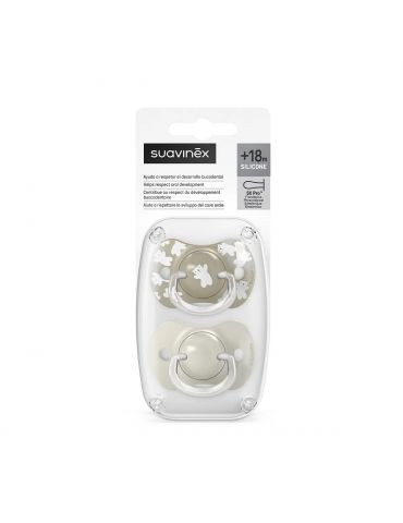 Suavinex smoczek fizjologiczny silikonowy Sx Pro Wild&Free 18m+ 2 szt. beżowy