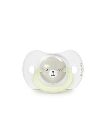 Suavinex smoczek fizjologiczny silikonowy Sx Pro Wild&Free 0-6m 2 szt. świecący beżowy