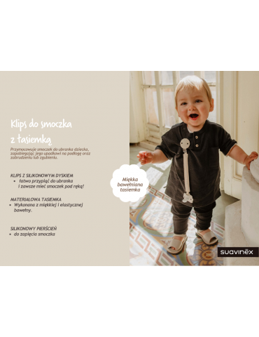 Suavinex Klips do smoczka Wondeland beżowy
