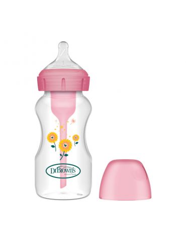 Dr Brown's Butelka szeroka szyjka Options+ 270ml Różowa słoneczniki