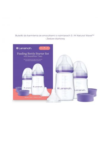 Lansinoh Zestaw startowy Butelki ze smoczkiem o rozmiarach S i M Natural wave