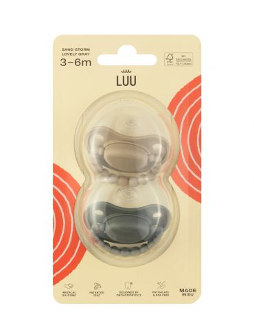 Luu Kids Zestaw smoczków 3-6m+ Sand strom - Lovely gray
