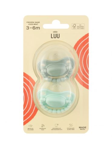 Luu Kids Zestaw smoczków 3-6m+ Frozen sage - Vivid mint