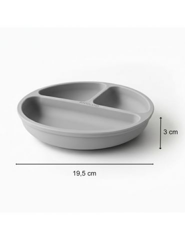 Bocioland Silikonowy talerzyk z podziałką i przyssawkami Szary