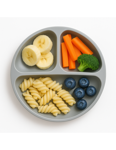 Bocioland Silikonowy talerzyk z podziałką i przyssawkami Szary