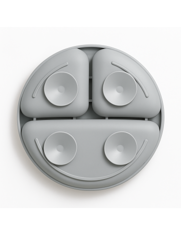 Bocioland Silikonowy talerzyk z podziałką i przyssawkami Szary