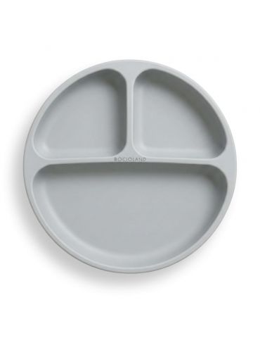 Bocioland Silikonowy talerzyk z podziałką i przyssawkami Szary