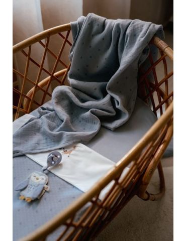 Little Dutch Letni kocyk muślinowy 70x100 cm Pure Denim Blue