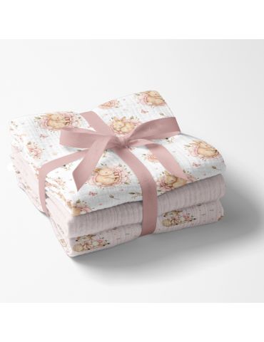 Bocioland Pieluszki muślinowe 70x70 róż 3szt.