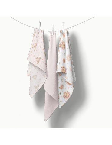 Bocioland Pieluszki muślinowe 70x70 róż 3szt.