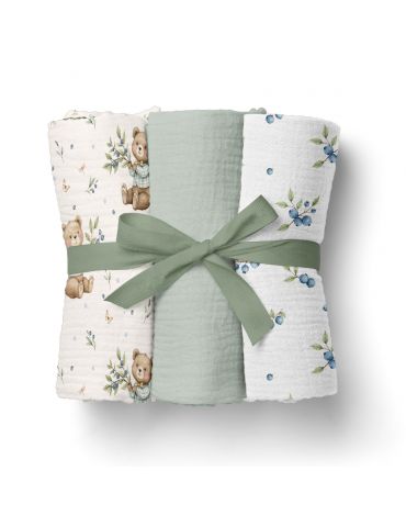 Bocioland Pieluszki muślinowe 70x70 zielony 3szt.