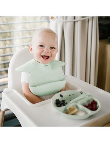 BabyOno Silikonowy talerzyk z przyssawką miętowy