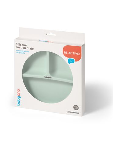 BabyOno Silikonowy talerzyk z przyssawką miętowy