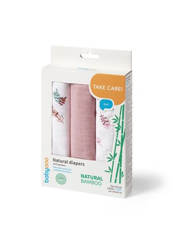 BabyOno Pieluszki bambusowe kwiatki różowe