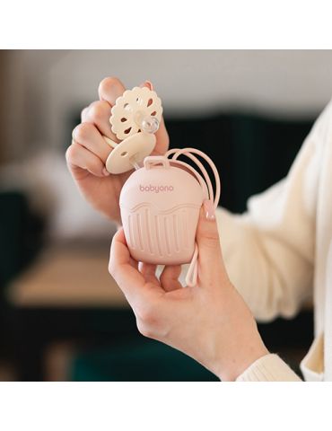 BabyOno Pojemnik silikonowy na smoczek różowy