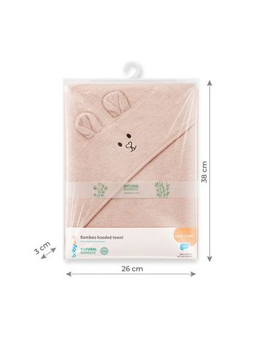 BabyOno Okrycie kąpielowe bambusowe z kapturkiem 100X100cm różowe