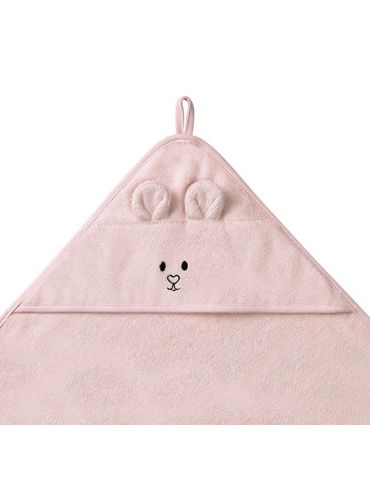 BabyOno Okrycie kąpielowe bambusowe z kapturkiem 100X100cm różowe