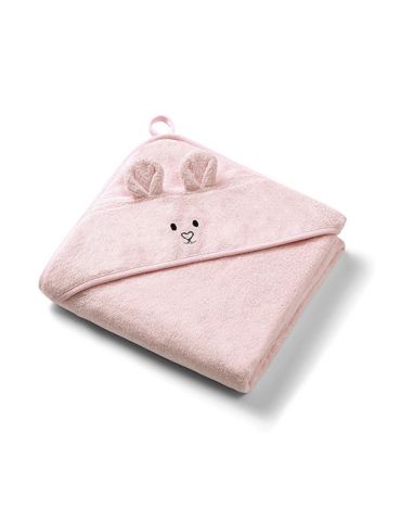 BabyOno Okrycie kąpielowe bambusowe z kapturkiem 100X100cm różowe