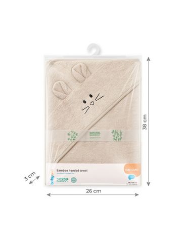 BabyOno Okrycie kąpielowe bambusowe z kapturkiem 100X100cm jasny beż
