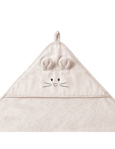 BabyOno Okrycie kąpielowe bambusowe z kapturkiem 100X100cm jasny beż