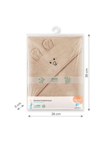 BabyOno Okrycie kąpielowe bambusowe z kapturkiem 100X100cm ciemny beż
