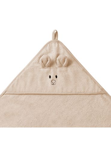 BabyOno Okrycie kąpielowe bambusowe z kapturkiem 100X100cm ciemny beż