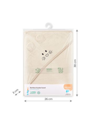 BabyOno Okrycie kąpielowe bambusowe z kapturkiem 100X100cm kremowe