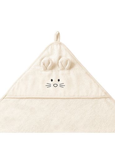 BabyOno Okrycie kąpielowe bambusowe z kapturkiem 100X100cm kremowe