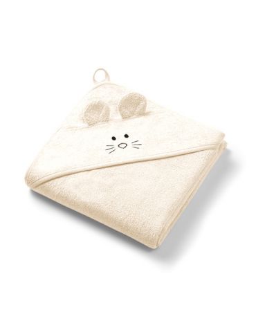 BabyOno Okrycie kąpielowe bambusowe z kapturkiem 100X100cm kremowe