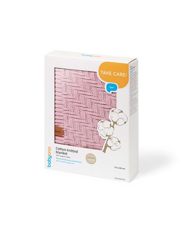 BabyOno Kocyk dzianinowy bawełniany różowy