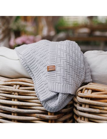 BabyOno Kocyk dzianinowy bawełniany szary